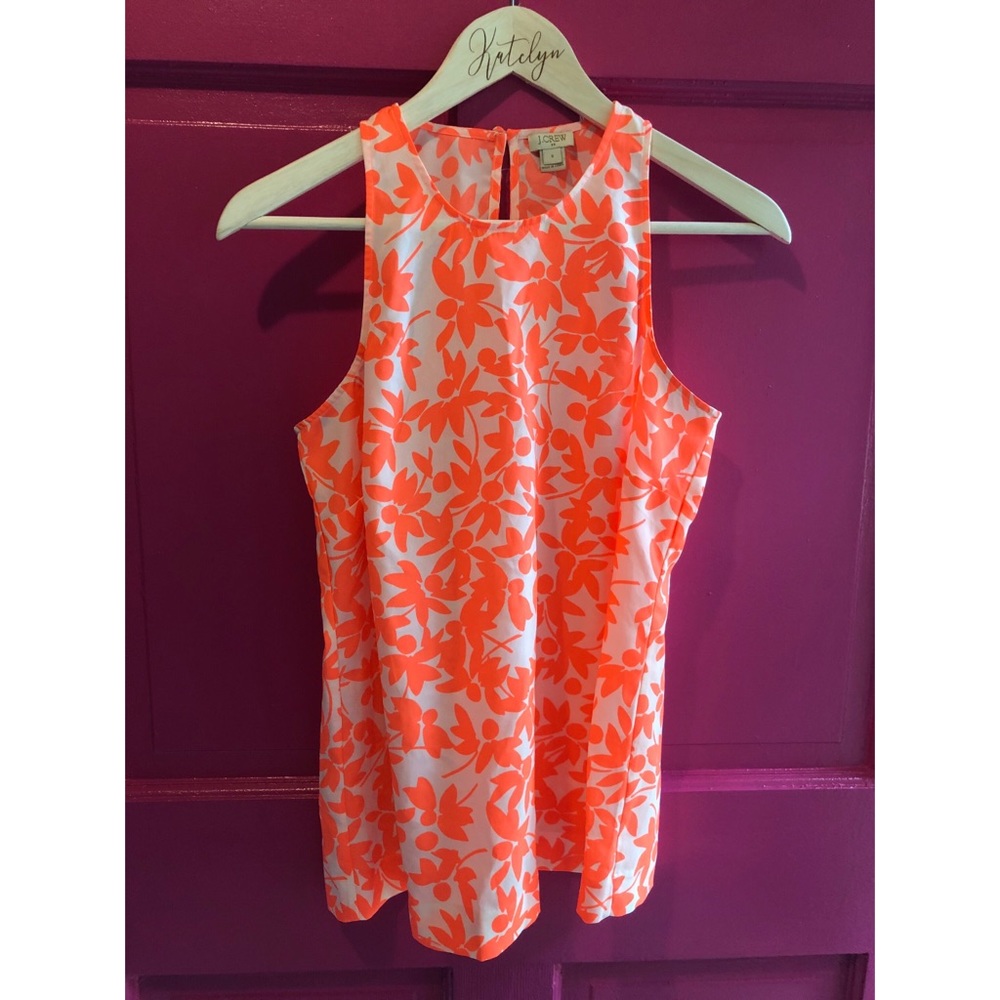 Neon coral J Crew floral top